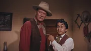v.li.: Sheriff John T. Chance (John Wayne), Carlos Robante (Pedro Gonzalez Gonzalez)