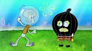 L-R: Squidward, SpongeBob