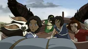 L-R: Momo, Katara, Toph, Sokka, Suki