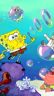 SpongeBob liebt es, seine Zeit gemeinsam mit seinen Freunden Thaddäus, Sandy Cheeks und Patrick unter Wasser zu verbringen und dort die schönsten Seifenblasen zu machen.