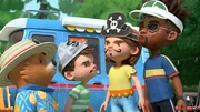 v.li.: Paddington, Jonathan Brown, Judy Brown, Mateo