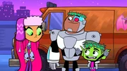 v.li.: Starfire, Cyborg, Beast Boy