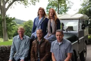 Hope, Sheffield, UK - Owner Samantha White with brother's Matthew White and Michael White, sister Lesley White and co-nominator Dan Jenkins Hil sit on the finished Land Rover.