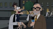 PHINEAS & FERB - "Night of the Living Pharmacists" - In this "Night of the Living Dead"-inspired special, Doofenshmirtz's latest "-inator" accidentally turns the citizens of Danville into contagious Doof-zombies who run rampant all over town. Agent P and the kids must work together to save Danville and avoid becoming Doof-zombies themselves. This episode of "Phineas and Ferb" airs Saturday, October 4 (8:00 PM ET/PT), on Disney Channel. (Disney XD) DR. DOOFENSHMIRTZ, DON ADADED