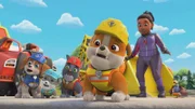 (v.li.) Wheeler, Motor, Charger, Rubble, Mayor Greatway, Mr. Ducky Doo