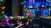 v.li.: Joker, Harley Quinn, Batgirl, Nightwing