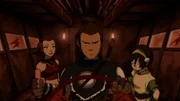 L-R: Suki, Sokka, Toph