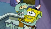 L-R: Squidward, SpongeBob