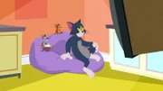 Tom, Jerry und Napoleon gucken zusammen einen Film.