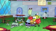 L-R: Squidward, Mr. Krabs, SpongeBob