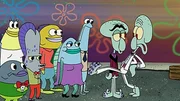 Squilliam (2.v.r.), Squidward (r.)