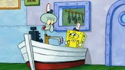 L-R: Squidward, SpongeBob