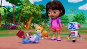 v.li.: Boots, Lucky, Dora, Bip Bip