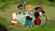 v.li.: J.P., Craig, Omar, Kelsey, Mortimor (oben), Xavier, Maya