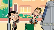 First from the left:  Mr. Bean (voiced by Rowan Atkinson)