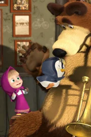 Mascha findet ein Pinguin-Ei. Nachdem der Pinguin geschlĂĽpft ist, stellen Mascha und der BĂ¤r schnell fest, dass es in ihrer Gegend viel zu heiĂź fĂĽr das Tier ist.