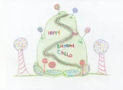 A sketch of Carlo's birthday cake.