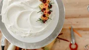 Molly Yeh's Carrot Cake with Spiced Cream Cheese Frosting, as seen on Girl Meets Farm, Season 3.