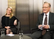 Die Moderatoren Katja Gentinetta und Eric Gujer