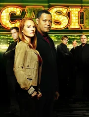 v.li.: Nick Stokes (George Eads), Catherine (Marg Helgenberger), Dr. Raymond Langston (Laurence Fishburne), Greg Sanders (Eric Szmanda), Doc Robbins (Robert David Hall) und James Brass (Paul Guilfoyle)