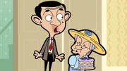 First from the left: Mr. Bean (voiced by Rowan Atkinson)