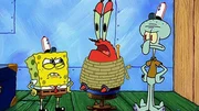 L-R: SpongeBob, Mr. Krabs, Squidward