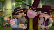 Die Banditen beratschlagen sich, ob sie Tashi und Jack trauen können.
