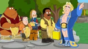 L-R: Tim the Bear, Holt Richter, Lester Krinklesac, Cleveland Brown, Ric Flair