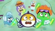 v.li.: Hank, Chucks, Baby Shark, William, Vola
