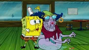 L-R: SpongeBob, Madame Hagfish.