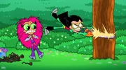 v.li.: Starfire, Robin