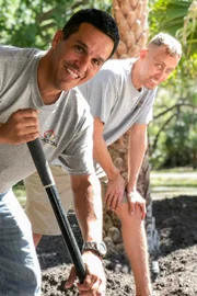 Frank Giuffre helping with the landscape work.