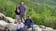 (L-R) Jane Woman Werley, Lucas Congdon, John Old Man Messner, Chris Crash Warren posing in front of the mountain views in Utah.
