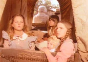 Laura (Melissa Gilbert, r.) und Carry (Lindsay Sidney Greenbush, M.) können es kaum mehr erwarten, endlich auszusteigen. Sie versuchen ihrer blinden Schwester Mary (Melissa Sue Anderson, l.) zu erklären, wie die Stadt aussieht.