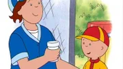 Caillou (re.) darf dem Baseball-Team als Wasserjunge helfen.
