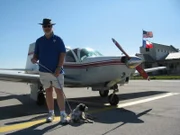 English Setter with pilot Dave Morris