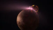 CGI IMAGE: Impacor strikes north pole of Mars tearing off the surface and creating Planum Boreum or Northern Plain.