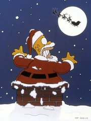 Homer (Bild) hat sich als Weihnachtsmann verkleidet, um Lisa zu helfen ...