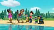 L-R: Mayor Goodway, Chickaletta, Otis Goodway, Rubble, Ryder, Rocky, Chase