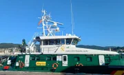Guardia Civil ship docked in the port. (National Geographic/Jose Antonio Gavilán Tobal)