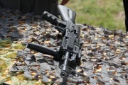 The Chinese AK-47 lays at the ready at the test range.