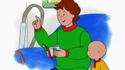 Papa liest Caillou aus seinem Lieblingsbuch "Superbär" vor.