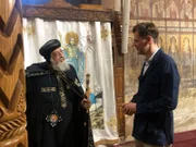 Daniel Gerlach (r.) mit dem Papst der Koptischen Christen in Kairo.