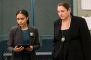 LAW & ORDER -- "The Great Pretender" Episode 21009 -- Pictured: (l-r) Shayvawn Webster as Dani Vertiz, Camryn Manheim as Lieutenant Kate Dixon