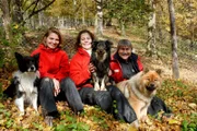 Die Leiter des Wolf Science Center: Friederike Range, Zsofia Viranyi und Kurt Kotrschal mit ihren Haushunden.