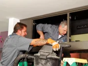 Mat and John installing the tank at Odds On Recording Studios in Las Vegas. The team has one night to successfully install the tank.
