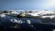 Japanese planes approaching Pearl Harbor, with bombs attached.