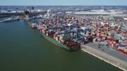 A busy container port in Baltimore.