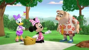 On the left: Daisy Duck, in the middle: Minnie Mouse