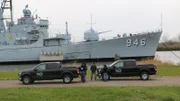 The Tennessee Wraith Chasers talking by the USS Edson.